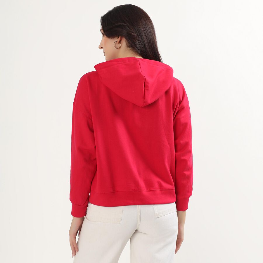 Women's Bright Pink Hooded Neck Casual Sweatshirt, गुलाबी, large image number null