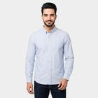 Men's Light Blue Cotton Long Sleeve Button-Down Collar Regular Fit Casual Shirt, हल्का नीला, small