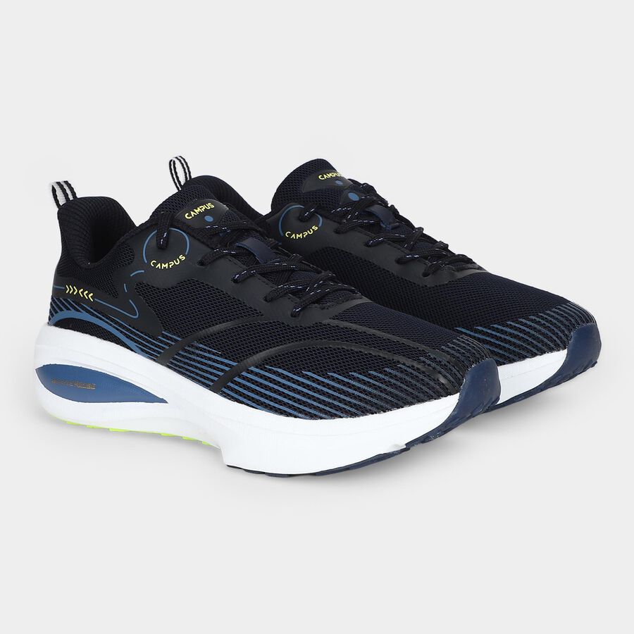 Men's Navy Blue Lace-Up Sneakers, Navy Blue, large
