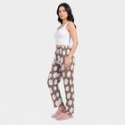 Women's Grey Straight Fit Cloud Printed Lounge Pyjama, गहरा ग्रे, small