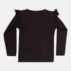 Girls Regular Round Neck Top, काला, small image number null