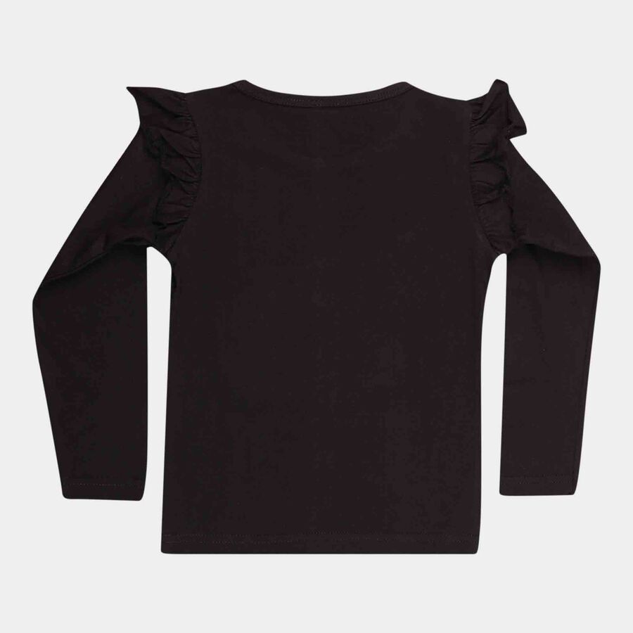 Girls Regular Round Neck Top, काला, large image number null