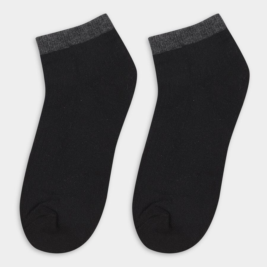 Men's Black, White, and Grey Ribbed Ankle Socks, Black, large image number null
