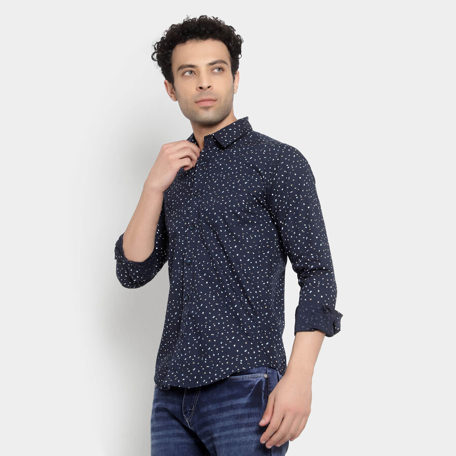 Cotton Casual Shirt, Navy Blue, large image number null
