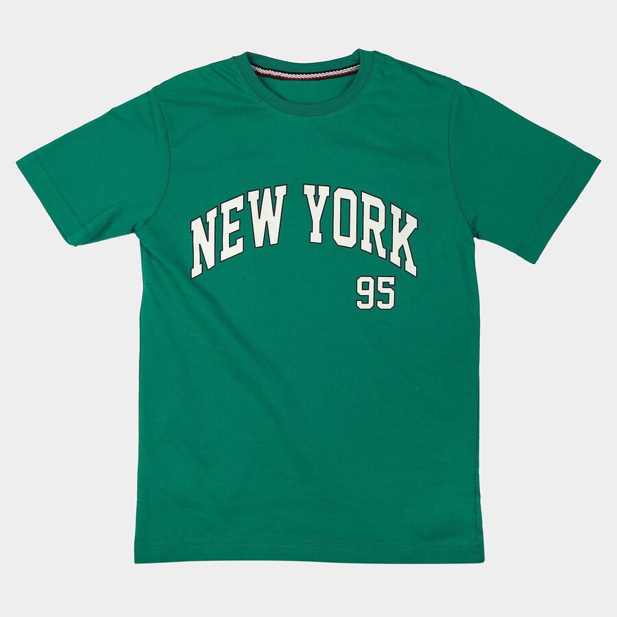 Boys' Half Sleeves T-Shirt, Dark Green, large