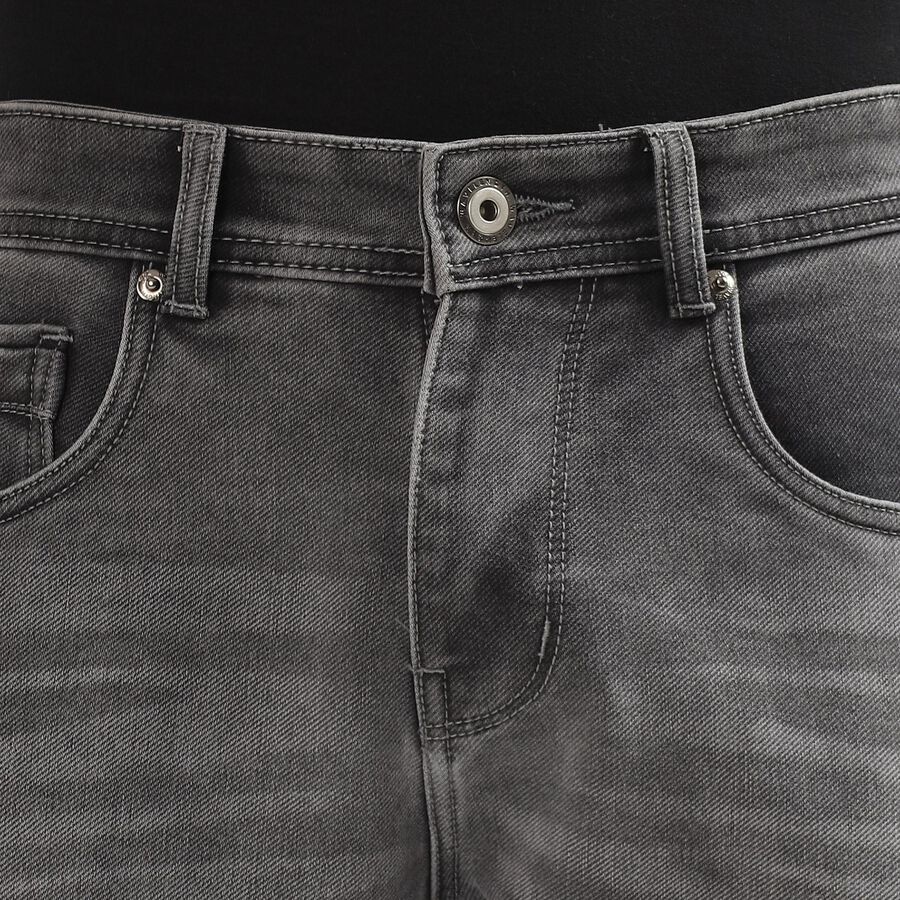Men's Dark Blue Slim Fit Five Pocket Jeans, हल्का ग्रे, large image number null