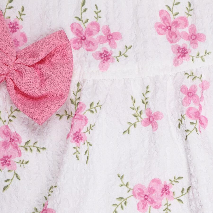Girls' Bright Pink Cold Shoulder Floral Top and Capri Set, Light Pink, large image number null