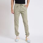 Men's Slim Fit Casual Trousers, हल्का हरा, small