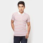Texture Striped Polo Shirt, White, small image number null