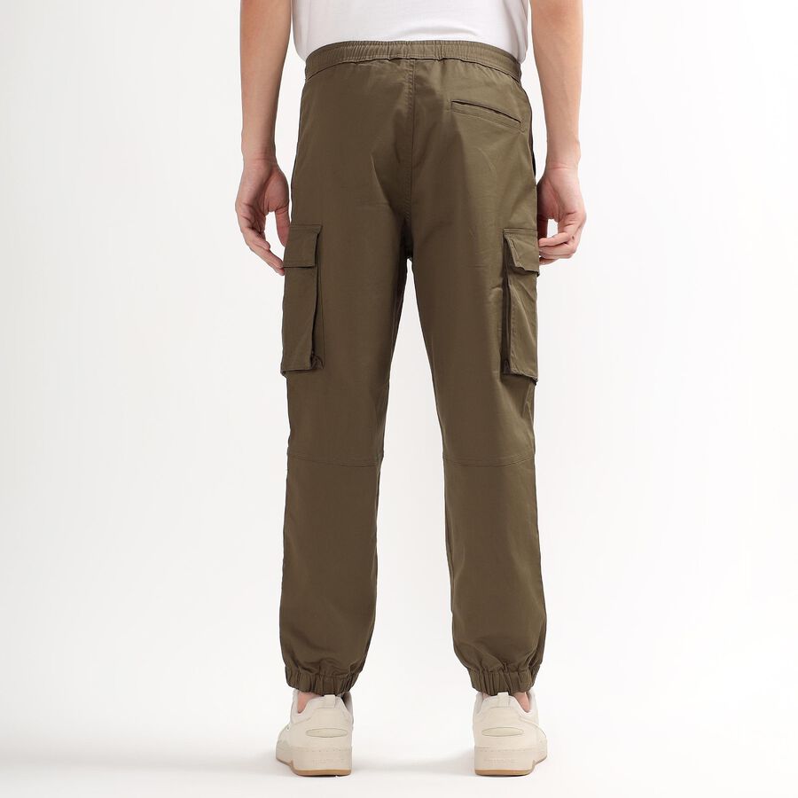 Men's Olive Green Relaxed Fit Cargo Trousers, Olive, large image number null