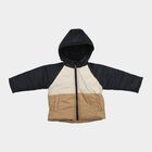 Infants Beige Hooded Puffer Jacket, गहरा पीला, small