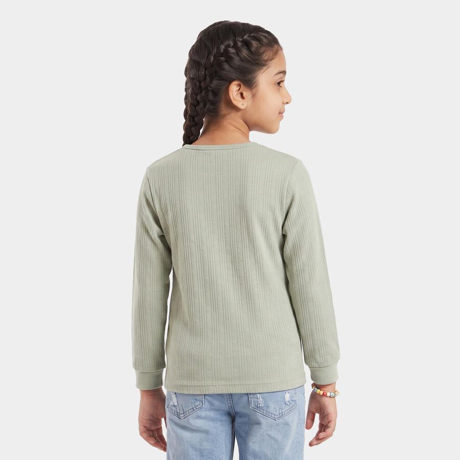 Girls' Green Long Sleeve Thermal, Light Green, large
