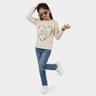 Girls Grey Round Neck Regular Top, हल्का ग्रे, small