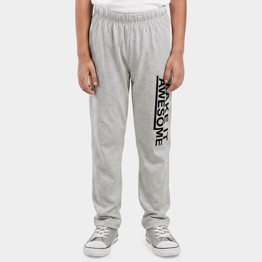 Boys Grey Straight Fit Graphic Printed Pyjama, एक्रू मिश्रित, large