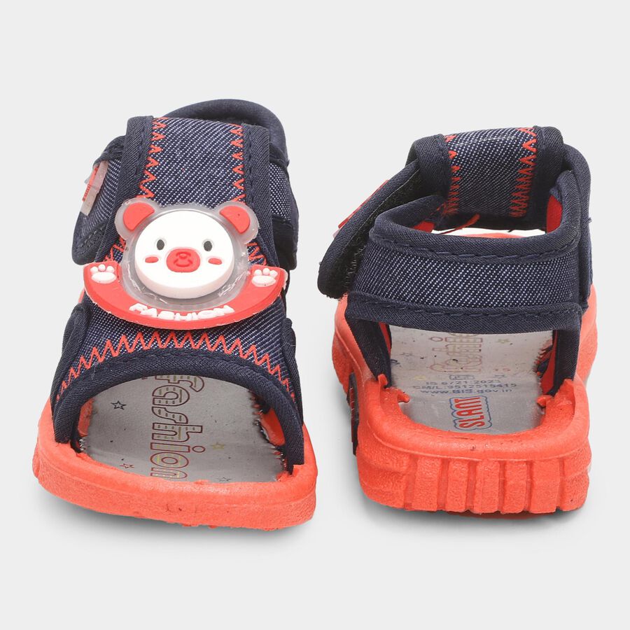 Boys' Bright Cherry Red and Deep Midnight Navy Strap Casual Sandals, लाल, large image number null
