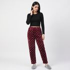 Women's Maroon Straight Fit Polka Dot Printed Pyjama, वाइन, small