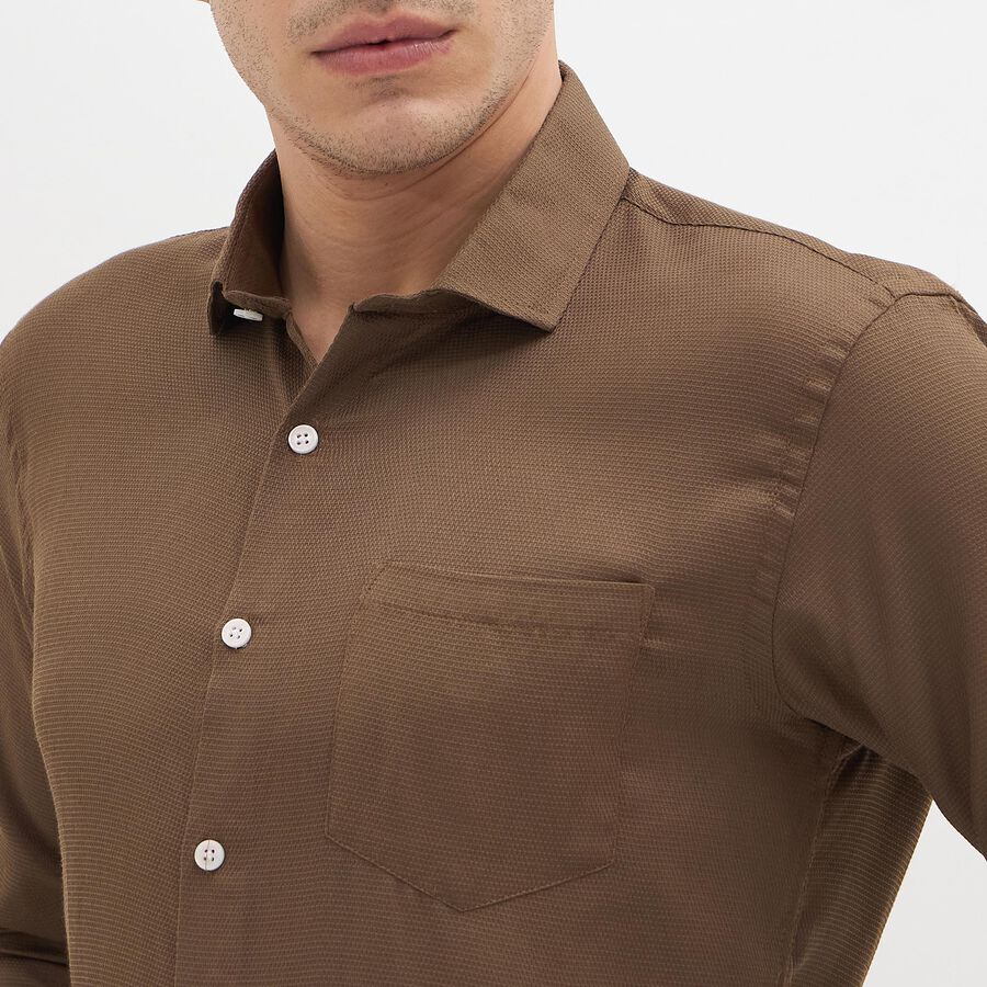 Men's Rich Chocolate Brown Full Sleeve Classic Formal Shirt, भूरा, large