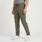 Men's Olive Green Slim Fit Cargo Jogger, ओलिव, small