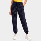 Girls' Navy Blue Cotton Blend Minimalist Pyjama, Navy Blue, small