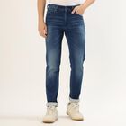 Men's Stonewashed Blue Slim Fit Jeans, Dark Blue, small