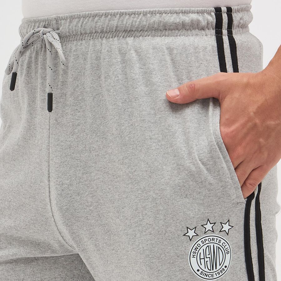 Men's Light Grey Slim Fit Side-Striped Track Pants, Melange Mid Grey, large image number null