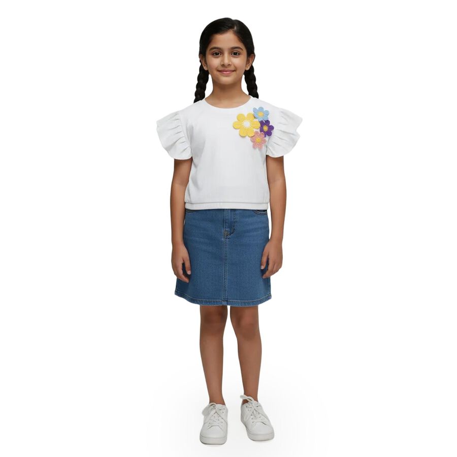 Girls' T-Shirt, सफ़ेद, large image number null