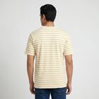 Men's Beige Round Neck Casual T-Shirt, गहरा पीला, small