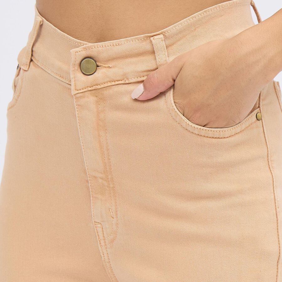 Ladies' Peach Skinny Fit Jogger Capri, Beige, large image number null