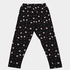 Girls Black Straight Fit Heart Printed Pyjama, काला, small