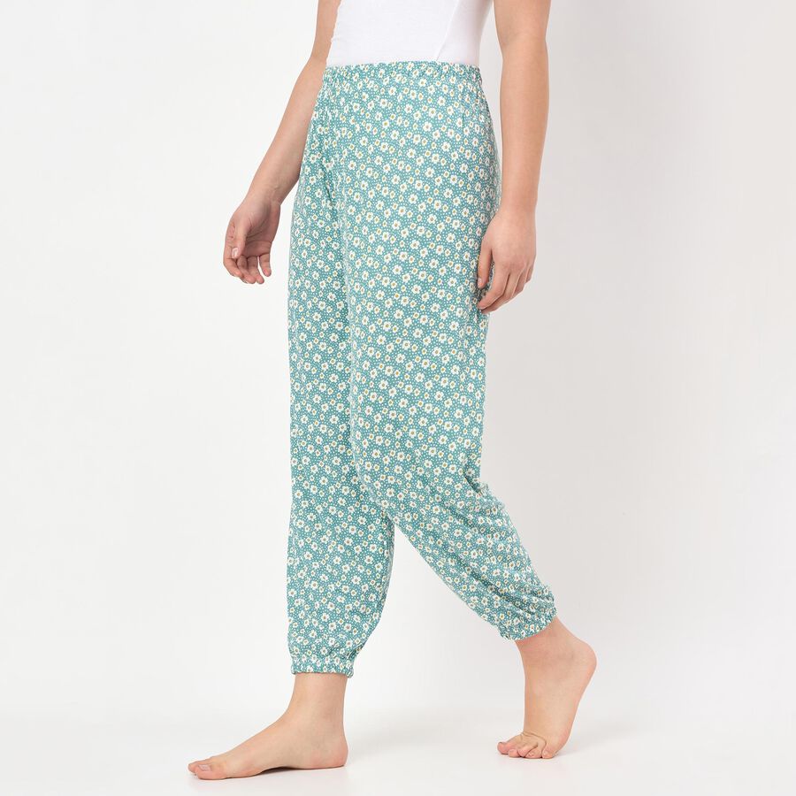 Women's Light Green Relaxed Fit Abstract Printed Harem Pants, हल्का हरा, large