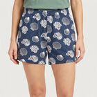 Women's Navy Blue Regular Fit Printed Shorts, Navy Blue, small