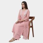 Women's Pink Round Neck Solid Kurta, Light Pink, small