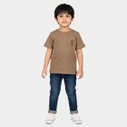 Boys Brown Cotton Crew Neck Regular Boys T-Shirt, Brown, small