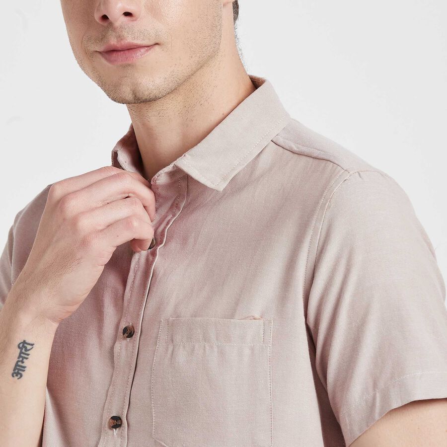Solid Casual Shirt, Beige, large image number null