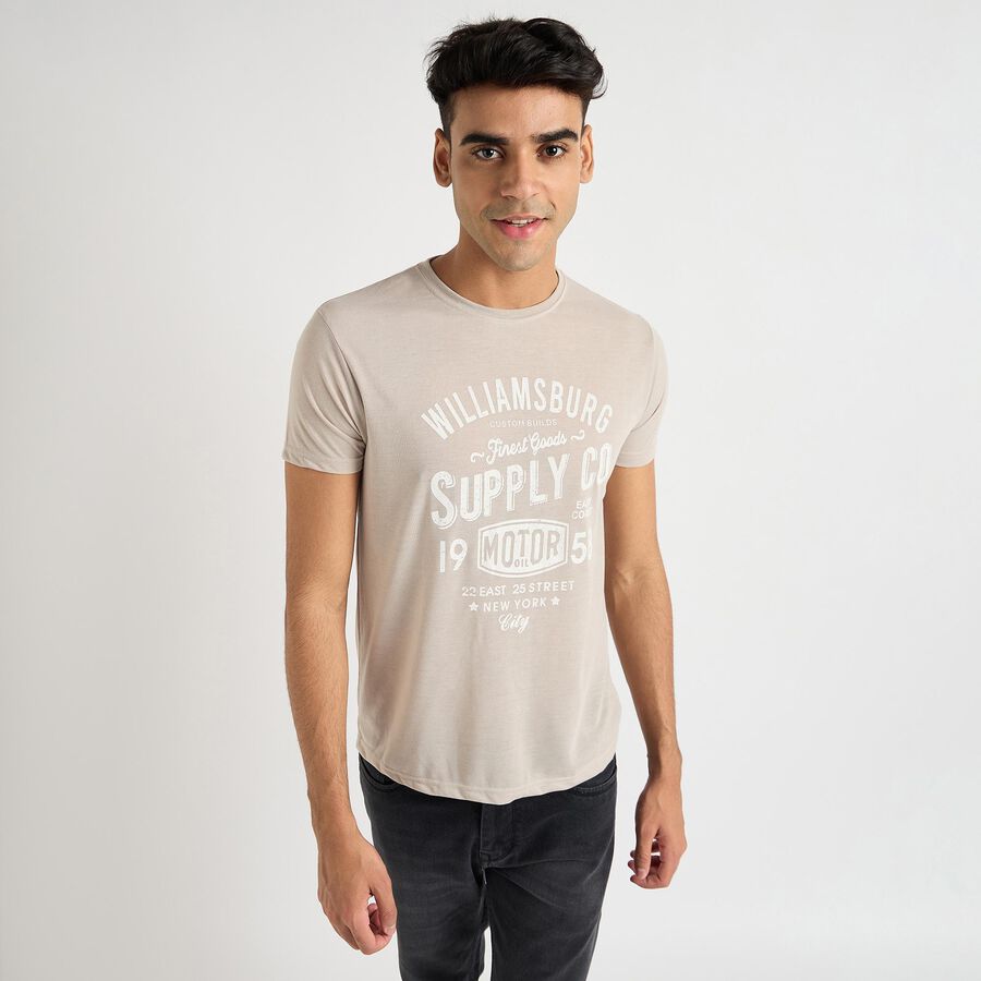 Men's Round Neck Half Sleeves T-Shirt , Light Grey, large image number null