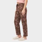 Women's Brown Straight Fit Floral Printed Cotton Blend Pyjama, भूरा, small