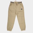 Boys' Khaki Cotton Regular Fit Trousers, खाकी, small