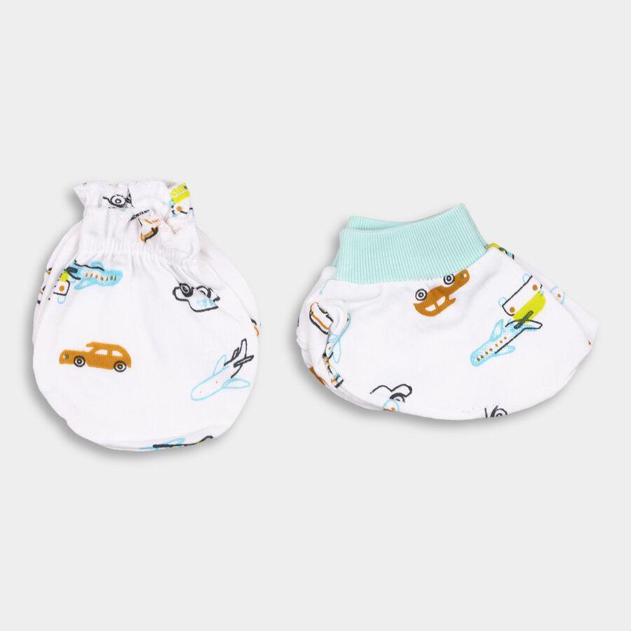 Infants' Cotton Gift Set (Cap, Mittens, Booties), White, large