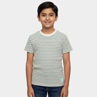 Boys' Green Round Neck Graphic Printed T-Shirt, हल्का हरा, small