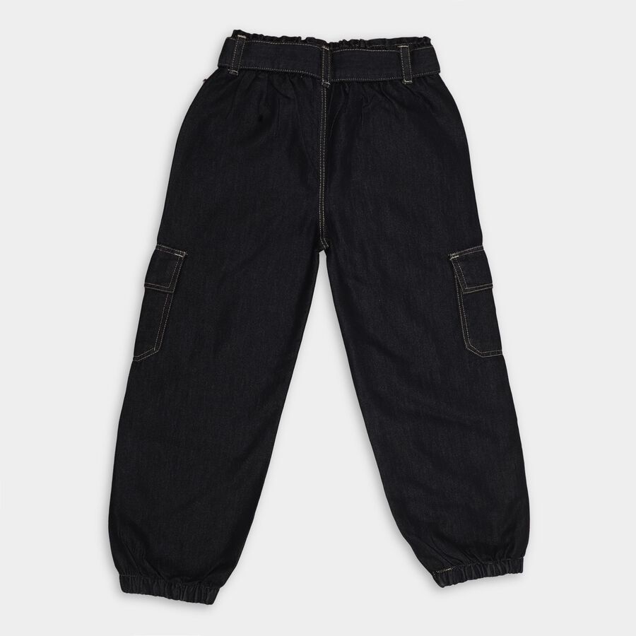 Girl's Basic Jogger Black Jeans, Black, large image number null