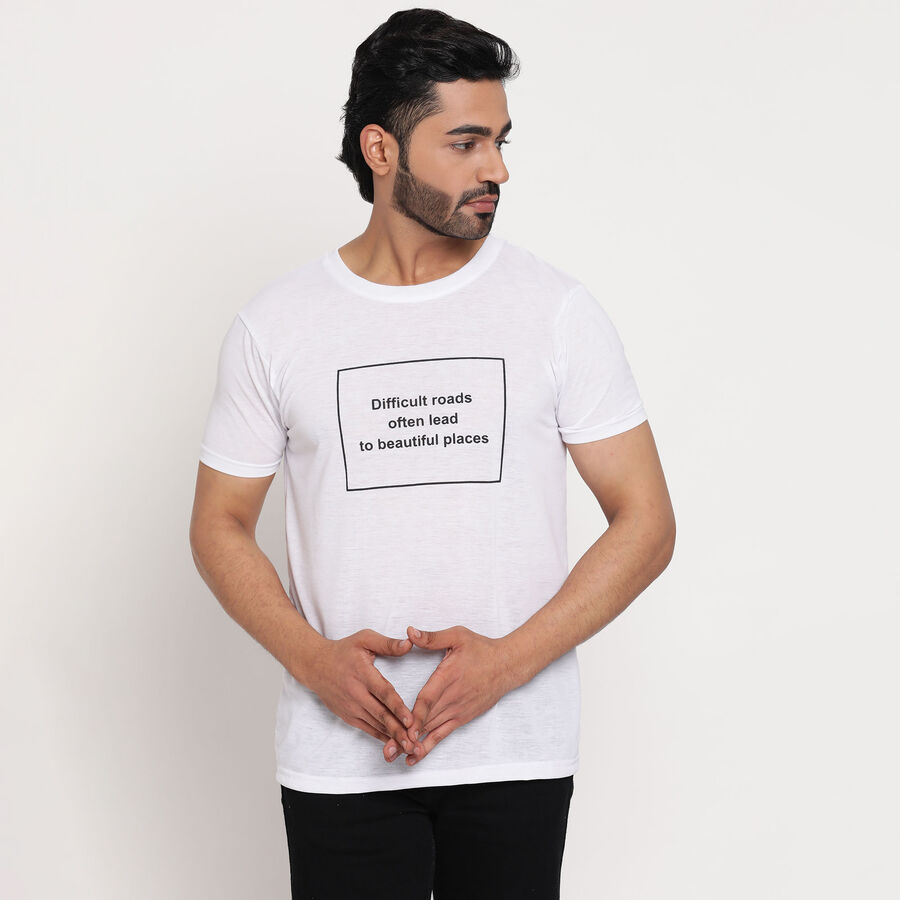 Round Neck T-Shirt, White, large image number null