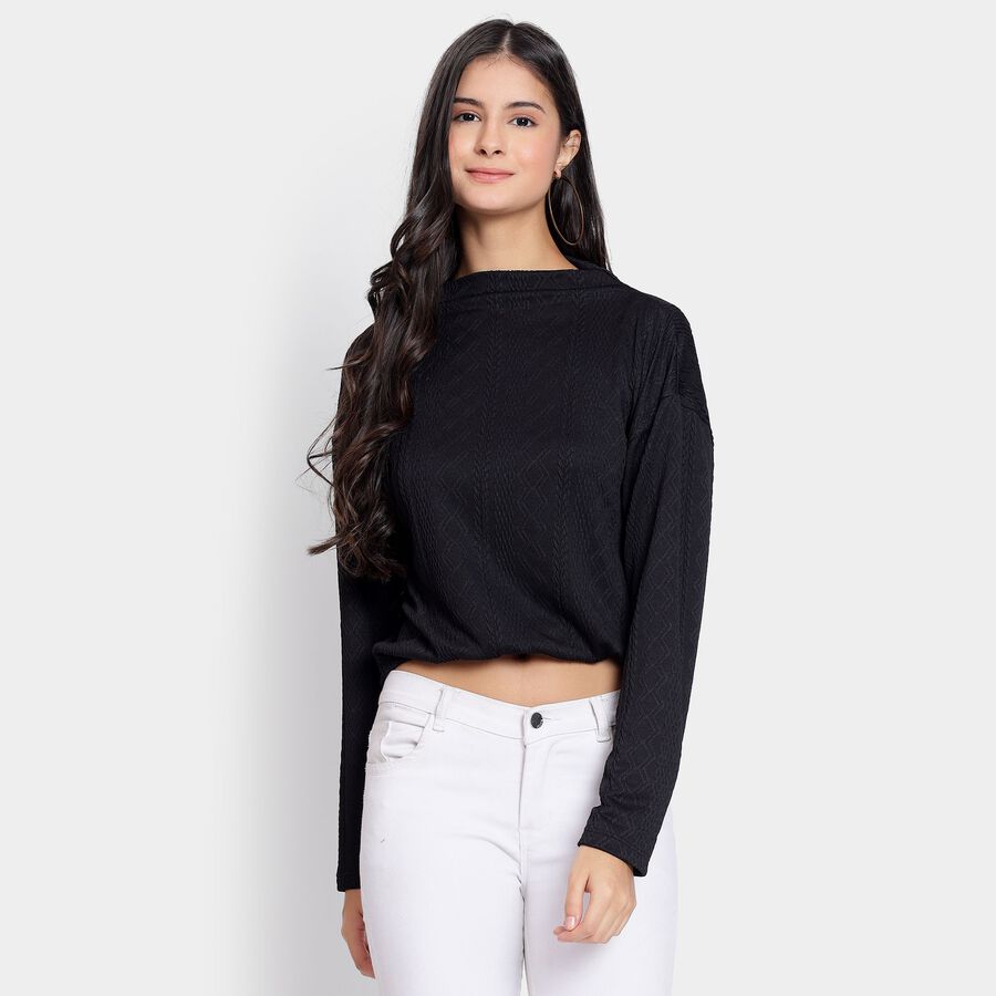 Ladies'  Crop  Top, Black, large image number null