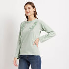 Embellished Round Neck Sweatshirt, Light Green, small image number null
