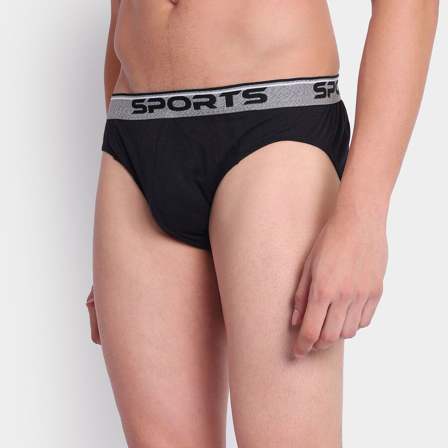 Men's100% Cotton Briefs, काला, large image number null