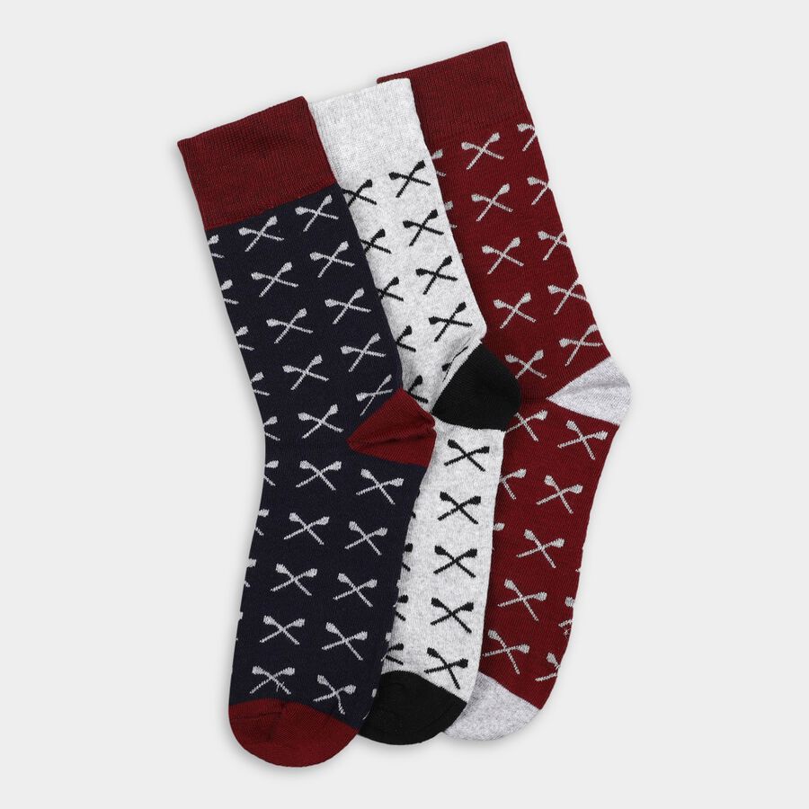 Men's Socks (Pack of 3), Melange Light Grey, large image number null