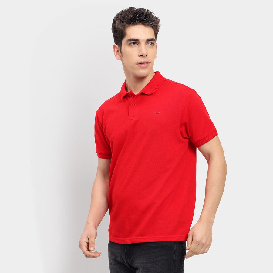 Men's Collared Half Sleeves T-Shirt , Red, large image number null