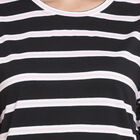 Cotton Stripes Round Neck T-Shirt, काला, small image number null
