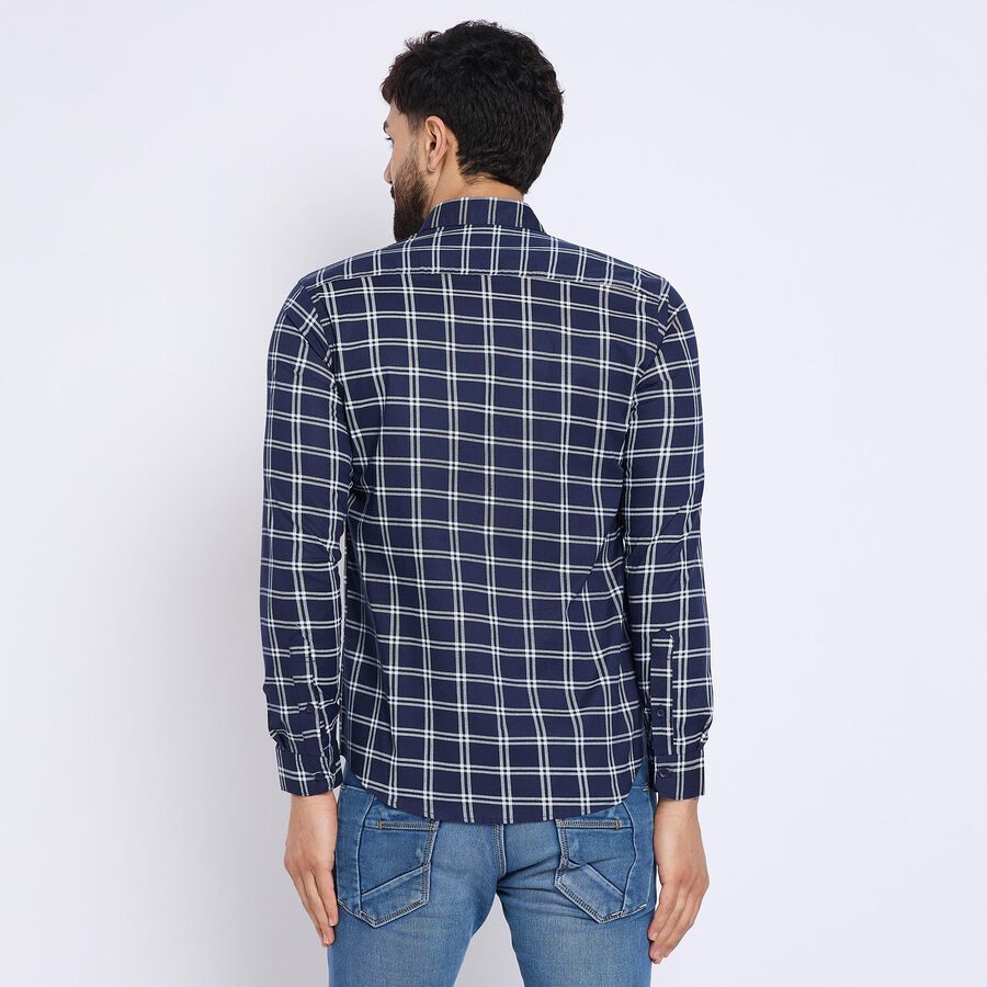 Men's 100% Cotton Casual Shirt , नेवी ब्लू, large