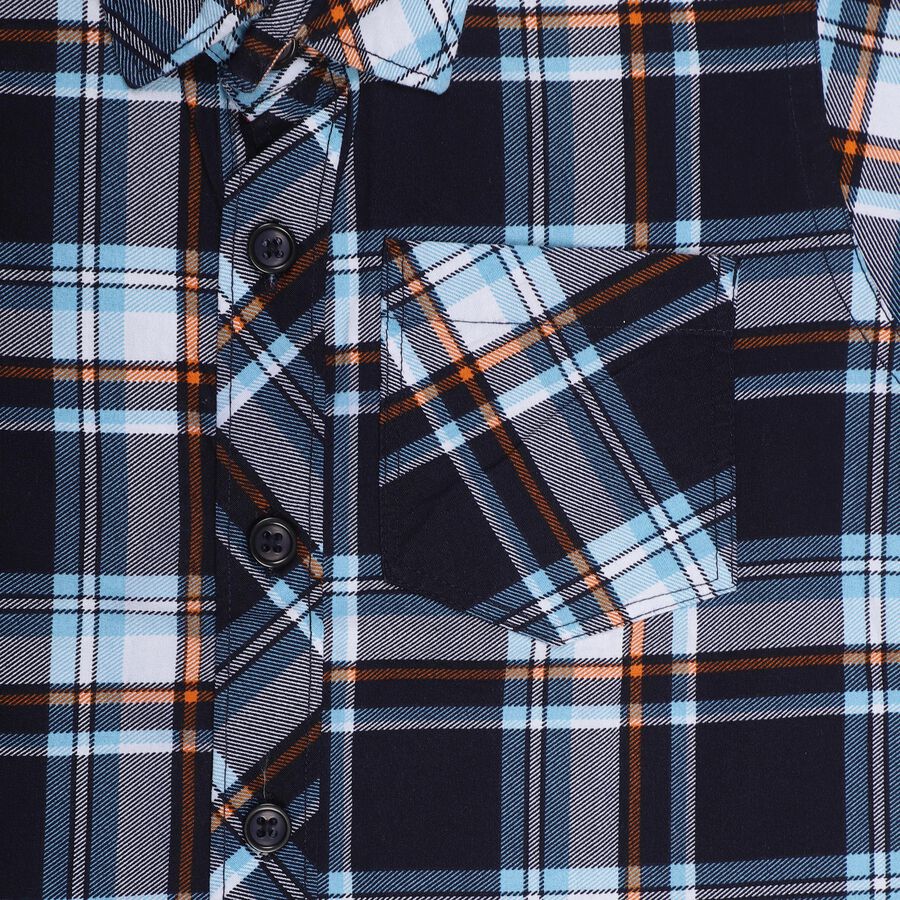 Boys' 100% Cotton Casual Shirt, Navy Blue, large image number null