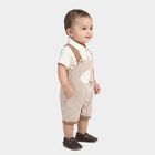 Infants' Beige 100% Cotton Polo Neck Striped Appliqu&eacute; Baba Suit, Beige, small